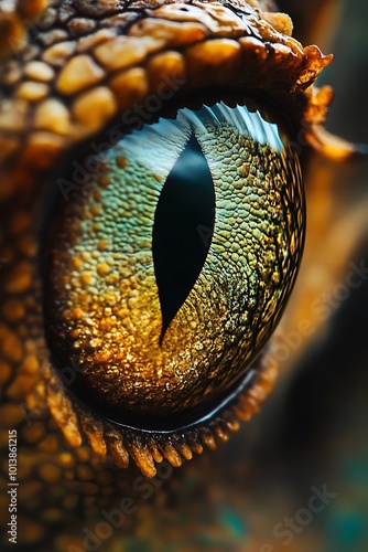 Close up of a Reptile's Eye, Vivid Colors and Patterns, Nature Macro Photography