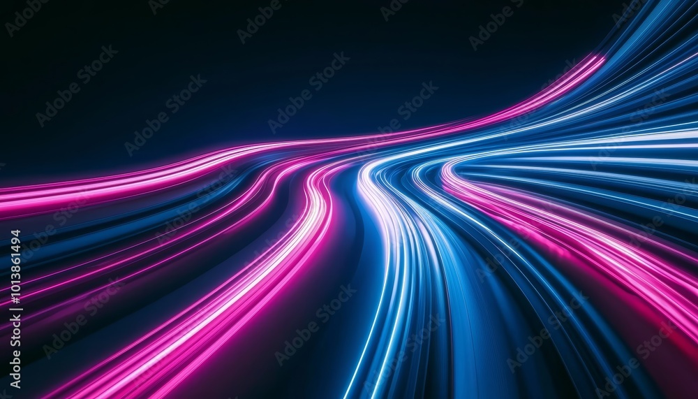 Neon light beams stretching into the distance, vibrant pink and blue glowing lines, futuristic digital landscape, abstract depth Neon light beams stretching into the distance, vibrant pink and blue glowing lines, futuristic digital landscape, abstract depth