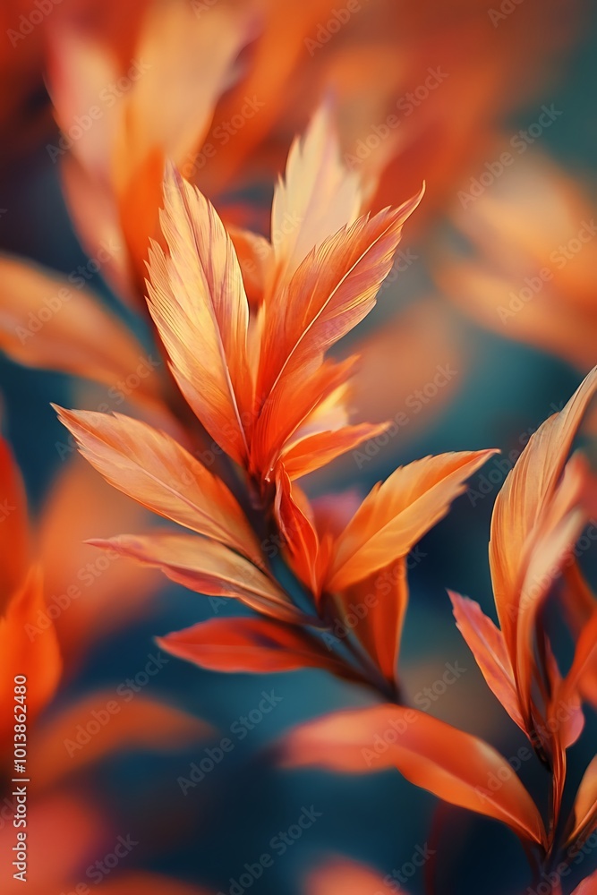 Vibrant orange leaves in autumn, close up macro photography Vibrant orange leaves in autumn, close up macro photography