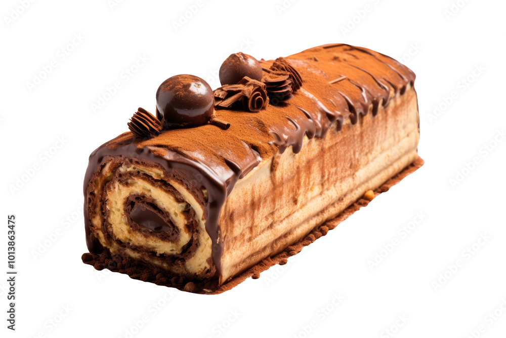Yule log cake isolated on transparent background. Yule log cake isolated on transparent background.