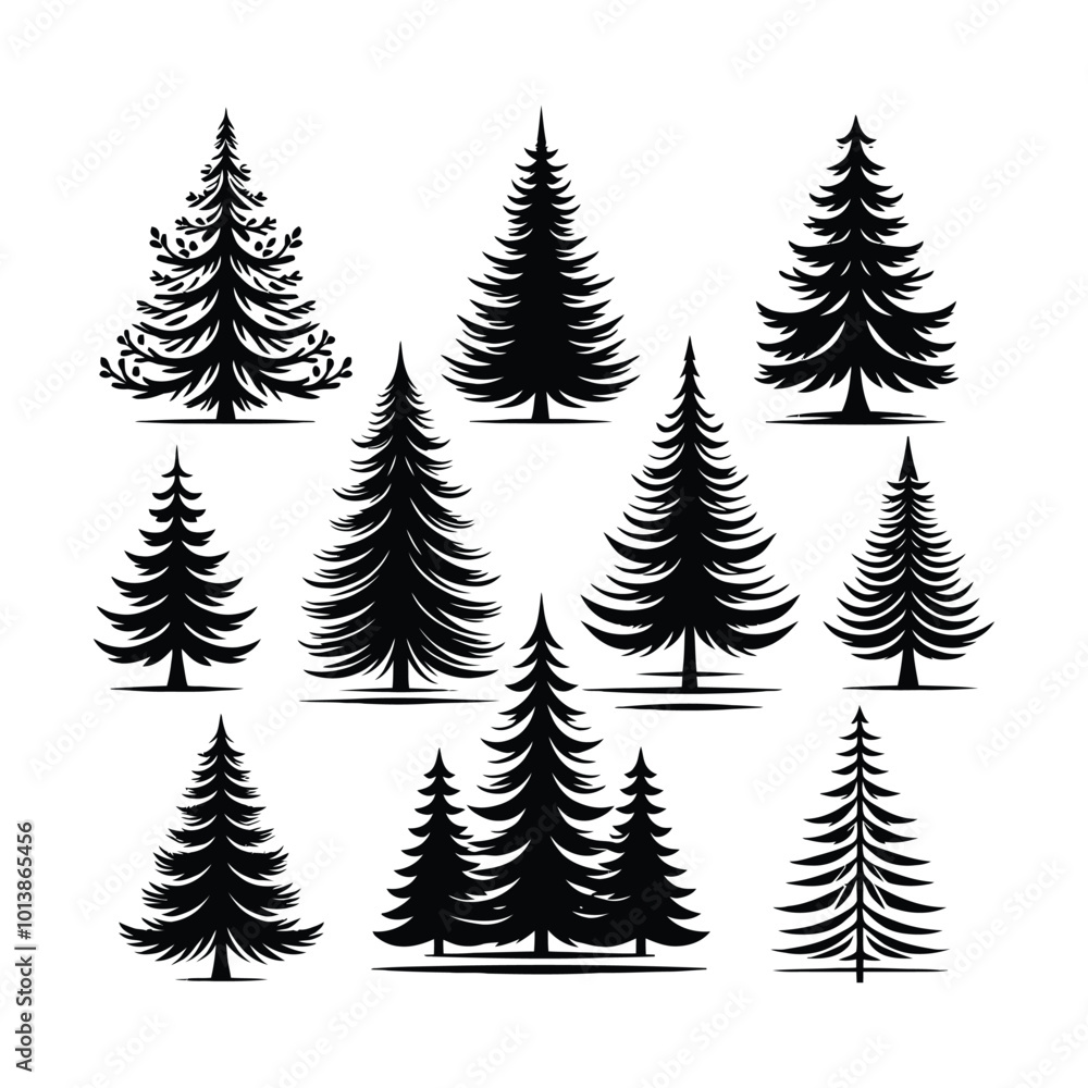 Obraz premium set of Christmas tree silhouette