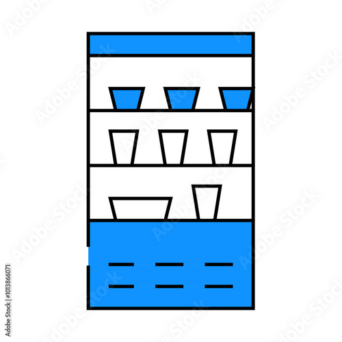 refrigerator with food and drink in canteen line icon vector. refrigerator with food and drink in canteen sign. isolated symbol illustration