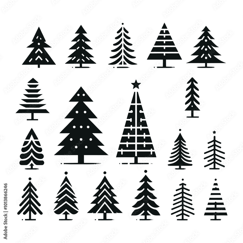 Obraz premium set of Christmas tree silhouette