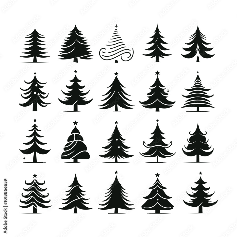 Obraz premium set of Christmas tree silhouette
