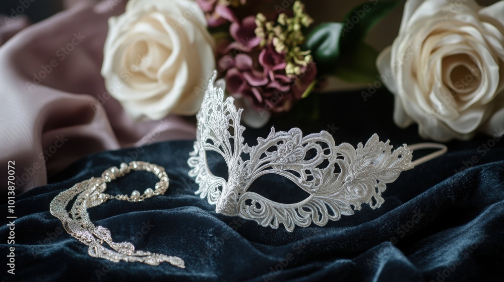 Obraz premium Lace Mask Paired with Elegant Jewelry