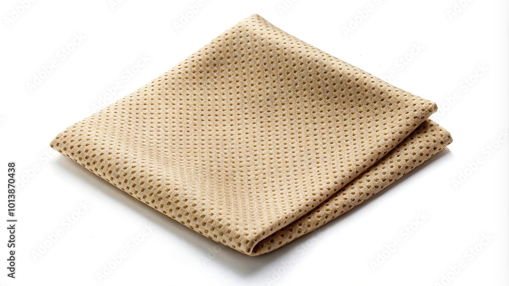 Beige ascot pocket square with micro pattern on isolated background Extreme Close-Up Beige ascot pocket square with micro pattern on isolated background Extreme Close-Up
