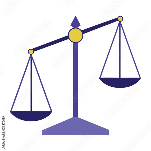 3D Balance Scale Line Art Vector Design.