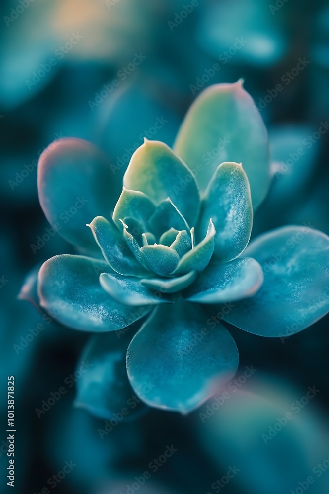 Close up of a Teal Succulent Plant with a Blurred Background Close up of a Teal Succulent Plant with a Blurred Background