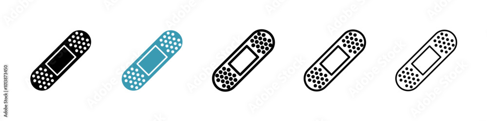Bandage vector icon set in black and blue colors. Bandage vector icon set in black and blue colors.