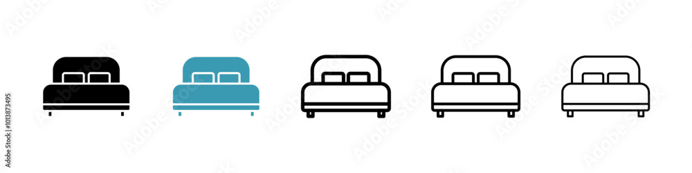 Bed vector icon set in black and blue colors. Bed vector icon set in black and blue colors.