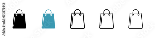 Bag vector icon set in black and blue colors.