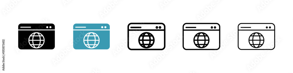 Browser vector icon set in black and blue colors. Browser vector icon set in black and blue colors.