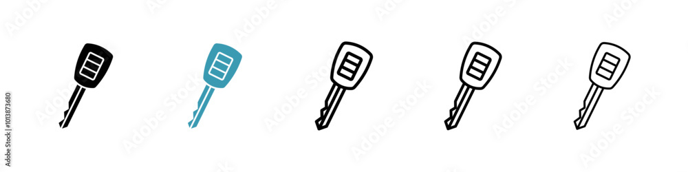 Car Key vector icon set in black and blue colors. Car Key vector icon set in black and blue colors.