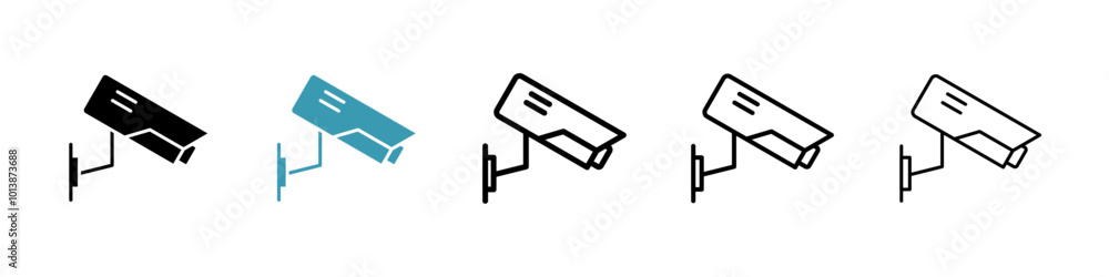 CCTV vector icon set in black and blue colors. CCTV vector icon set in black and blue colors.