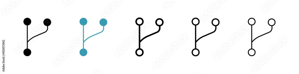 Code branch vector icon set in black and blue colors. Code branch vector icon set in black and blue colors.