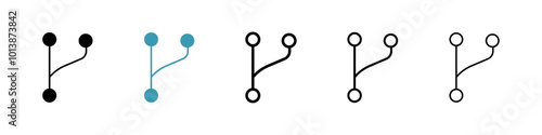 Code branch vector icon set in black and blue colors.