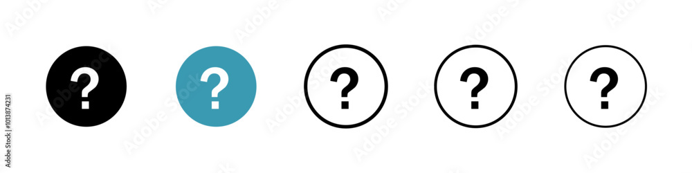 Doubts button vector icon set in black and blue colors. Doubts button vector icon set in black and blue colors.
