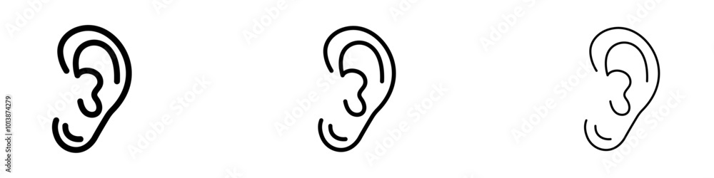 Ear vector icon set in black and blue colors. Ear vector icon set in black and blue colors.