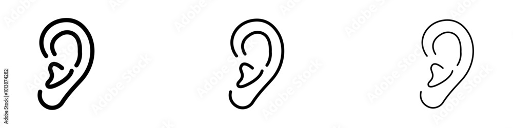 Ear vector icon set in black and blue colors. Ear vector icon set in black and blue colors.