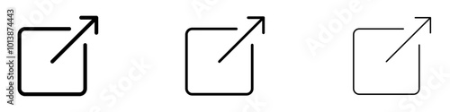 External link vector icon set in black and blue colors.