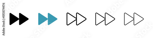 Fast forward vector icon set in black and blue colors.