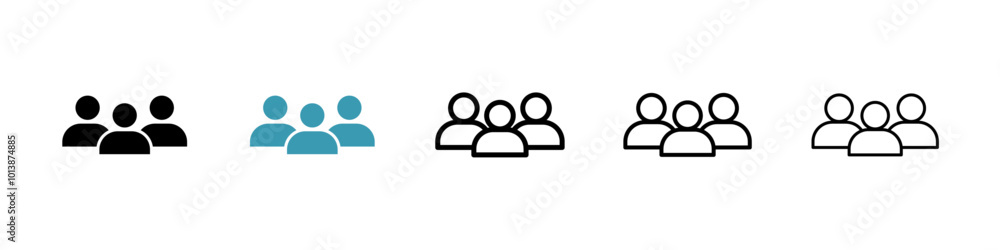 Group vector icon set in black and blue colors. Group vector icon set in black and blue colors.