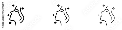 Glowing skin vector icon set in black and blue colors.