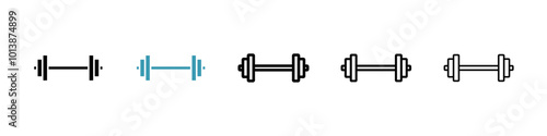 Gym vector icon set in black and blue colors.