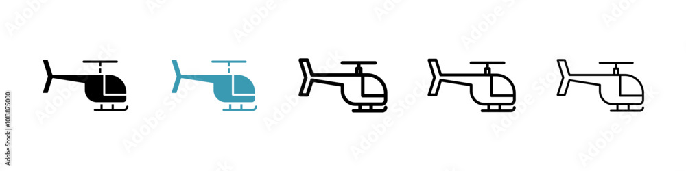 Helicopter vector icon set in black and blue colors. Helicopter vector icon set in black and blue colors.