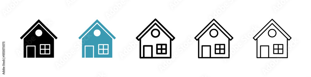 House vector icon set in black and blue colors. House vector icon set in black and blue colors.