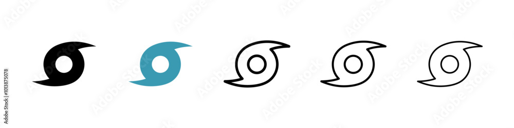 Hurricane vector icon set in black and blue colors. Hurricane vector icon set in black and blue colors.
