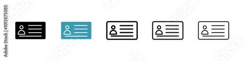 Identity card vector icon set in black and blue colors.