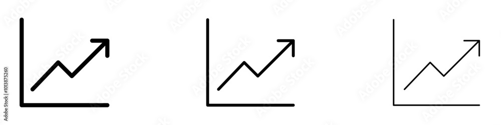 Line chart vector icon set in black and blue colors. Line chart vector icon set in black and blue colors.