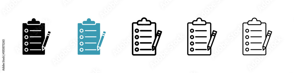 List vector icon set in black and blue colors. List vector icon set in black and blue colors.