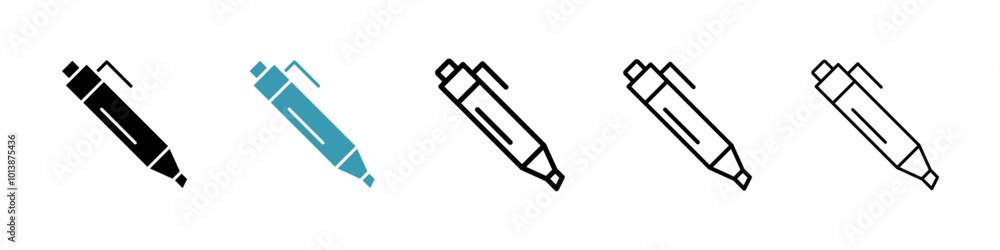 Marker vector icon set in black and blue colors. Marker vector icon set in black and blue colors.
