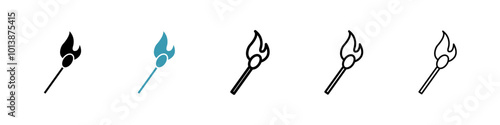 Matches vector icon set in black and blue colors.
