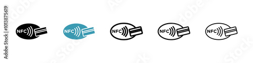 NFC vector icon set in black and blue colors.