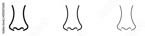 Nose vector icon set in black and blue colors.