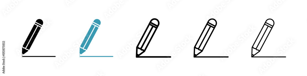 Pencil vector icon set in black and blue colors. Pencil vector icon set in black and blue colors.