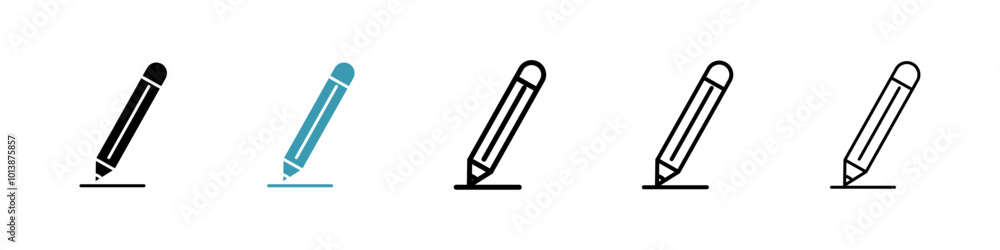 Pencil vector icon set in black and blue colors. Pencil vector icon set in black and blue colors.