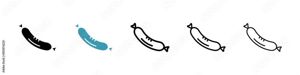 Sausage vector icon set in black and blue colors. Sausage vector icon set in black and blue colors.