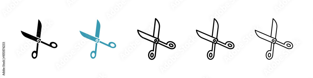 Scissor vector icon set in black and blue colors. Scissor vector icon set in black and blue colors.