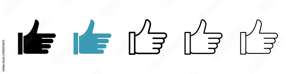 Thumb vector icon set in black and blue colors. Thumb vector icon set in black and blue colors.