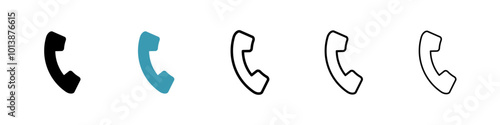 Telephone vector icon set in black and blue colors.