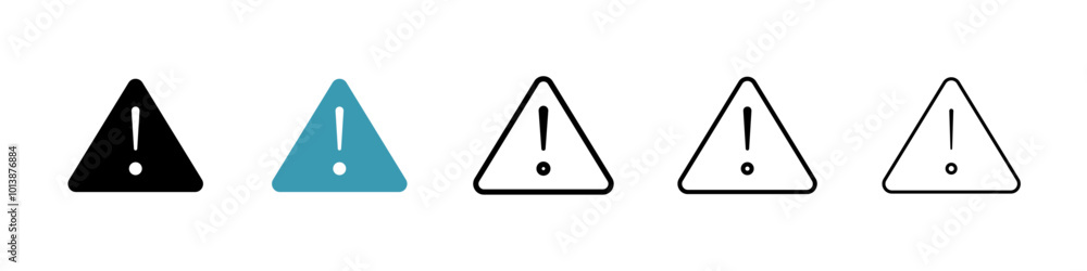 Warning vector icon set in black and blue colors. Warning vector icon set in black and blue colors.