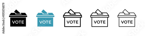 Voting vector icon set in black and blue colors.