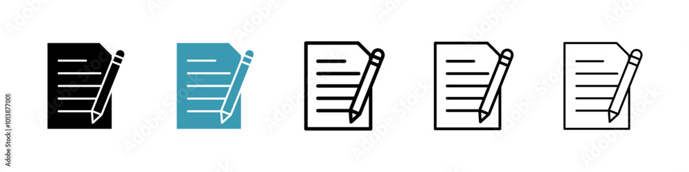 Writing vector icon set in black and blue colors. Writing vector icon set in black and blue colors.