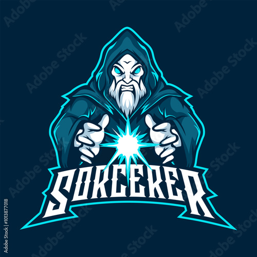 Wizard mascot logo design with modern illustration concept
