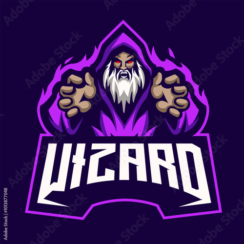 Wizard mascot logo design with modern illustration concept