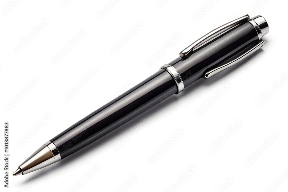 Black ballpoint pen isolated on white background Black ballpoint pen isolated on white background